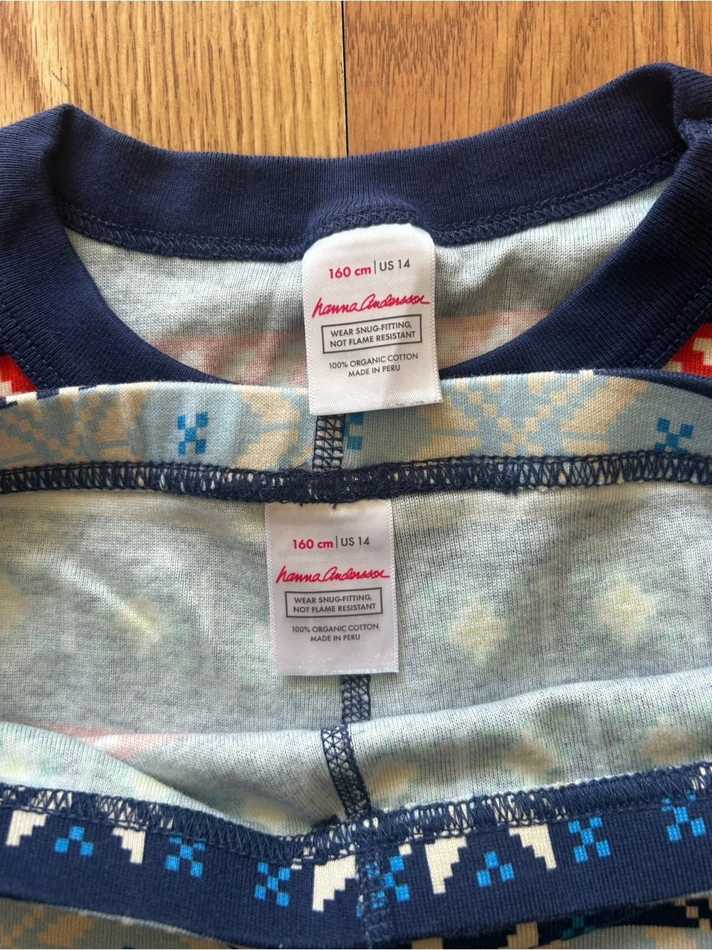 Hanna Andersson Navy Fair Isle Snowflake Pajama Set EUC Size 160/US14 Unisex